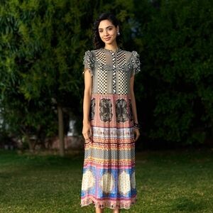 Chic Black and Multicolor Midi Dress